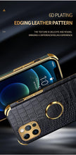 Load image into Gallery viewer, Crocodile Leather Case For iPhone 13 12 Mini Shockproof Magnetic Ring Holder Phone Cover Ultra-thin Soft Crocodile Leather Shockproof Bumper With Ring Bracket Protective Cover for iPhone

