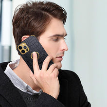 Load image into Gallery viewer, Crocodile Leather Case For iPhone 13 12 Mini Shockproof Magnetic Ring Holder Phone Cover Ultra-thin Soft Crocodile Leather Shockproof Bumper With Ring Bracket Protective Cover for iPhone
