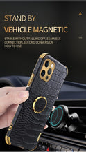Load image into Gallery viewer, Crocodile Leather Case For iPhone 13 12 Mini Shockproof Magnetic Ring Holder Phone Cover Ultra-thin Soft Crocodile Leather Shockproof Bumper With Ring Bracket Protective Cover for iPhone
