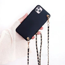 Load image into Gallery viewer, Crossbody Necklace Phone Case for Xiaomi Redmi Note 11 10 9 Pro 11s 10s 9T Mi 11T 10T Strap Leather Bracelet Chain Cover Crossbody Phone Case Black Leather with Gold Chain Unique Design Leather Phone Case
