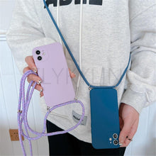 将图片加载到图库查看器，Crossbody Necklace Strap Cord Phone Case For Xiaomi 12 Lite 12t 11 Lite 5g Ne Redmi Note 11 12 Pro A1 10a 10c Soft Cover Silicone Stylish Cord Strap Rope Shell Shockproof Bumper Phone Case Lanyard Cover
