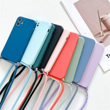 将图片加载到图库查看器，Crossbody Necklace Strap Cord Phone Case For Xiaomi 12 Lite 12t 11 Lite 5g Ne Redmi Note 11 12 Pro A1 10a 10c Soft Cover Silicone Stylish Cord Strap Rope Shell Shockproof Bumper Phone Case Lanyard Cover
