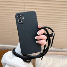 将图片加载到图库查看器，Crossbody Necklace Strap Cord Phone Case For Xiaomi 12 Lite 12t 11 Lite 5g Ne Redmi Note 11 12 Pro A1 10a 10c Soft Cover Silicone Stylish Cord Strap Rope Shell Shockproof Bumper Phone Case Lanyard Cover
