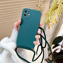 将图片加载到图库查看器，Crossbody Necklace Strap Cord Phone Case For Xiaomi 12 Lite 12t 11 Lite 5g Ne Redmi Note 11 12 Pro A1 10a 10c Soft Cover Silicone Stylish Cord Strap Rope Shell Shockproof Bumper Phone Case Lanyard Cover
