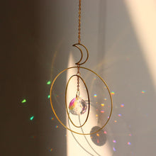 Load image into Gallery viewer, Crystal Ball Star Moon Sun Ring Rainbow Catcher Crystal Pendant Hanging Crystal Sun catcher Ornament Prism Stone Beads Ornament Home Window Wind-chimes Car Decoration
