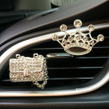 将图片加载到图库查看器，Crystal Bling Sparking Car Fragrance Diffuser Air Freshener Bling Car Accessories Girls Purse High Heel Car Air Freshener Auto Outlet Perfume Clip Car Scent Diffuser Elegant Perfume Clip Diamond Crown Car Aromatherapy Car Decoration
