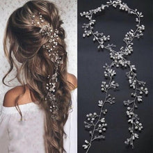 Load image into Gallery viewer, Crystal Pearl Bridal Tiaras Hairbands Hairpins Bridesmaid Diamante Hair Vine Accessories Wedding Jewelry 35cm Headwear Gorgeous Hair Accessories For Women
