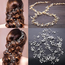 Load image into Gallery viewer, Crystal Pearl Bridal Tiaras Hairbands Hairpins Bridesmaid Diamante Hair Vine Accessories Wedding Jewelry 35cm Headwear Gorgeous Hair Accessories For Women
