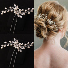 Load image into Gallery viewer, Crystal Pearl Bridal Tiaras Hairbands Hairpins Bridesmaid Diamante Hair Vine Accessories Wedding Jewelry 35cm Headwear Gorgeous Hair Accessories For Women
