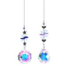 Load image into Gallery viewer, Crystal Wind Star Moon Pendant Handmade Sun Catcher Light Catcher Newly Designed Prism Crystal Colorful Light Prism Chandelier Glass Crystal Pendant Pearl Yarn Gift Handmade Garden Window Wedding Curtain Chandelier
