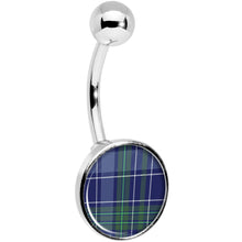 Load image into Gallery viewer, Holiday Blue Green Plaid Belly Ring
