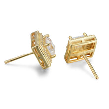 将图片加载到图库查看器，Cubic Zirconia Princess Cable Halo Stud Earrings
