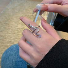 Load image into Gallery viewer, Cubic Zirconia Wrapped Small Snake Opening Adjustable Ring
