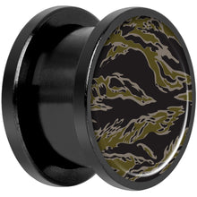 Load image into Gallery viewer, Tiger Camo Print Black Anodized Screw Fit Plug Set 9/16
