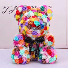 Load image into Gallery viewer, Cute artificial rose flower teddy bears gift box for home decor - Christmas Valentine's Day wedding day presents
