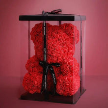 Load image into Gallery viewer, Cute artificial rose flower teddy bears gift box for home decor - Christmas Valentine's Day wedding day presents
