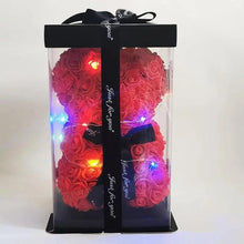 Load image into Gallery viewer, Cute artificial rose flower teddy bears gift box for home decor - Christmas Valentine's Day wedding day presents
