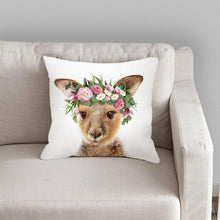 将图片加载到图库查看器，Cute Baby Animals Pattern Pillow Case Cotton Linen Cushion Cover for Home Sofa Pillow Covers, Cushion Covers Tiger Bunny Rabbit Horse Sheep Bear With Head Flowers Decorative Velvet Pillow Covers 45X45CM
