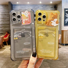 Load image into Gallery viewer, Cute Bear Cartoon Rabbit Shockproof Phone Case For iPhone 11 12 13 14 Pro Funny Soft Wallet Cover Cute Bear Design Soft Slim Card Slot Case Aesthetic Card Holder Case
