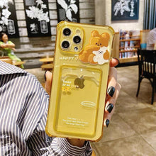 Load image into Gallery viewer, Cute Bear Cartoon Rabbit Shockproof Phone Case For iPhone 11 12 13 14 Pro Funny Soft Wallet Cover Cute Bear Design Soft Slim Card Slot Case Aesthetic Card Holder Case

