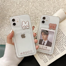 Load image into Gallery viewer, Cute Bear Cartoon Rabbit Shockproof Phone Case For iPhone 11 12 13 14 Pro Funny Soft Wallet Cover Cute Bear Design Soft Slim Card Slot Case Aesthetic Card Holder Case
