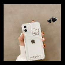Load image into Gallery viewer, Cute Bear Cartoon Rabbit Shockproof Phone Case For iPhone 11 12 13 14 Pro Funny Soft Wallet Cover Cute Bear Design Soft Slim Card Slot Case Aesthetic Card Holder Case
