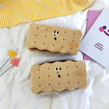 将图片加载到图库查看器，Cute Biscuit Shape Plush Pencil Bag Unique Soft School Classic Cookies Stylish Large Capacity Pouch Pencil Pouch For Teen Boys Girls School Students Pencil Bag Organizer
