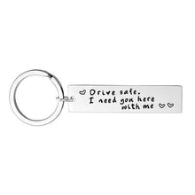 Load image into Gallery viewer, Cute Black Stainless Steel Charm Couple Drive Safe Keychain Gift for Boyfriend &amp; Girlfriend
