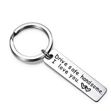 Load image into Gallery viewer, Cute Black Stainless Steel Charm Couple Drive Safe Keychain Gift for Boyfriend &amp; Girlfriend
