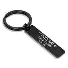 Load image into Gallery viewer, Cute Black Stainless Steel Charm Couple Drive Safe Keychain Gift for Boyfriend &amp; Girlfriend
