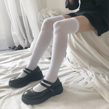 Load image into Gallery viewer, Cute Black White Velvet Warm Long Socks Solid Color Knee High Female Socks Fashion Nylon Stockings For Women
