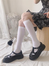 Load image into Gallery viewer, Cute Black White Velvet Warm Long Socks Solid Color Knee High Female Socks Fashion Nylon Stockings For Women
