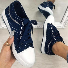 Load image into Gallery viewer, Cute Blue Women Fashion Shoes  Summer Casual Design Lace Breathable Platform Flat Woman Sneakers Walking Lace-up Comfortable Walking Footwear Fashion Sneakers
