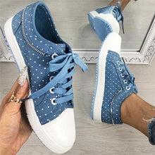 Load image into Gallery viewer, Cute Blue Women Fashion Shoes  Summer Casual Design Lace Breathable Platform Flat Woman Sneakers Walking Lace-up Comfortable Walking Footwear Fashion Sneakers
