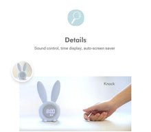 将图片加载到图库查看器，Cute Bunny Ear LED Digital Alarm Clock Electronic Kids Alarm Clock for Kids Children's Alarm Clocks for Girls Boys Bedroom Night Light for Kids Touch Control and Snoozing with USB Sound Control Rabbit Night Lamp Desk Clock Home Decoration
