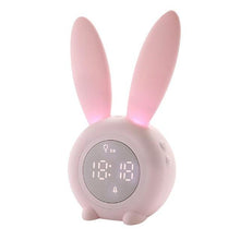 将图片加载到图库查看器，Cute Bunny Ear LED Digital Alarm Clock Electronic Kids Alarm Clock for Kids Children's Alarm Clocks for Girls Boys Bedroom Night Light for Kids Touch Control and Snoozing with USB Sound Control Rabbit Night Lamp Desk Clock Home Decoration

