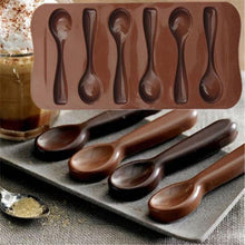 将图片加载到图库查看器，Cute Cake Mold Good Quality Chocolate Six Spoons Mould Mold Silicone Baking Cake Decorating Topper Candy Spoon Shape Mold Food Grade Silicone Cake Molds Chocolate Ice Jelly Mold Party Decor Homemade Cupcake Candy Bake Ware Baking Tool
