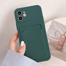Load image into Gallery viewer, Cute Card Holder Silicone Case Compatible with iPhone Case Wallet Card Phone Case For iphone 13 14 Pro Max Mini Silicone Card Holder Slim Fit Thin Protective Cover
