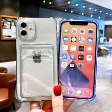Load image into Gallery viewer, Cute Card Holder Silicone Case Compatible with iPhone Case Wallet Card Phone Case For iphone 13 14 Pro Max Mini Silicone Card Holder Slim Fit Thin Protective Cover
