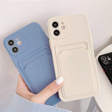 Load image into Gallery viewer, Cute Card Holder Silicone Case Compatible with iPhone Case Wallet Card Phone Case For iphone 13 14 Pro Max Mini Silicone Card Holder Slim Fit Thin Protective Cover
