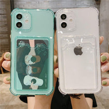 Load image into Gallery viewer, Cute Card Holder Silicone Case Compatible with iPhone Case Wallet Card Phone Case For iphone 13 14 Pro Max Mini Silicone Card Holder Slim Fit Thin Protective Cover
