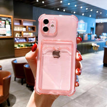 Load image into Gallery viewer, Cute Card Holder Silicone Case Compatible with iPhone Case Wallet Card Phone Case For iphone 13 14 Pro Max Mini Silicone Card Holder Slim Fit Thin Protective Cover
