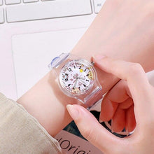 将图片加载到图库查看器，Cute Childrens Analog Transparent Watchband New Fashion Small Lightweight Watch Fresh And Simple Girls Quartz Watch Sport Simple Casual Quartz Wristwatch For Women Ladies Girls
