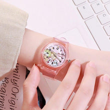 将图片加载到图库查看器，Cute Childrens Analog Transparent Watchband New Fashion Small Lightweight Watch Fresh And Simple Girls Quartz Watch Sport Simple Casual Quartz Wristwatch For Women Ladies Girls
