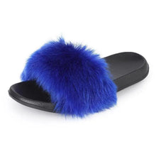 Load image into Gallery viewer, Cute Fluffy Ladies Indoor Warm Slippers Furry Luxury Flip Flops   Women's Fashion Flat Soft Flip Flops
