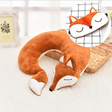 将图片加载到图库查看器，Cute Fox Animal Cotton Plush U Shape Neck Pillow Travel Car Home Pillow Nap Animal Pillow Health Care with Eye Mask Cute Fox U Shaped Neck Pillow for Car Airplane Traveling ,Animal Plush Stuffed Travel Pillow Travel Pillows Cartoon Planes Fox Animal
