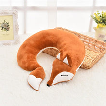 将图片加载到图库查看器，Cute Fox Animal Cotton Plush U Shape Neck Pillow Travel Car Home Pillow Nap Animal Pillow Health Care with Eye Mask Cute Fox U Shaped Neck Pillow for Car Airplane Traveling ,Animal Plush Stuffed Travel Pillow Travel Pillows Cartoon Planes Fox Animal
