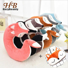 将图片加载到图库查看器，Cute Fox Animal Cotton Plush U Shape Neck Pillow Travel Car Home Pillow Nap Animal Pillow Health Care with Eye Mask Cute Fox U Shaped Neck Pillow for Car Airplane Traveling ,Animal Plush Stuffed Travel Pillow Travel Pillows Cartoon Planes Fox Animal
