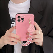 Load image into Gallery viewer, Cute Heart Chain Cute Case Luxury 3D Love Heart Wristband Girl Soft Case For iPhone 14 13 11 12 Pro Max 7 8 Plus Xr X Xs Silicone Phone Cover  Cute Case Luxury Hearts Case Camera Cover Protective Soft Slim Girly Case Designed for iPhone
