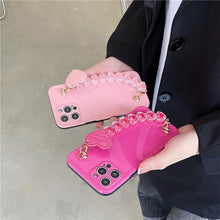 Load image into Gallery viewer, Cute Heart Chain Cute Case Luxury 3D Love Heart Wristband Girl Soft Case For iPhone 14 13 11 12 Pro Max 7 8 Plus Xr X Xs Silicone Phone Cover  Cute Case Luxury Hearts Case Camera Cover Protective Soft Slim Girly Case Designed for iPhone
